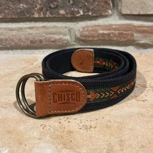 Chisco Navy Canvas Belt with Tribal Print